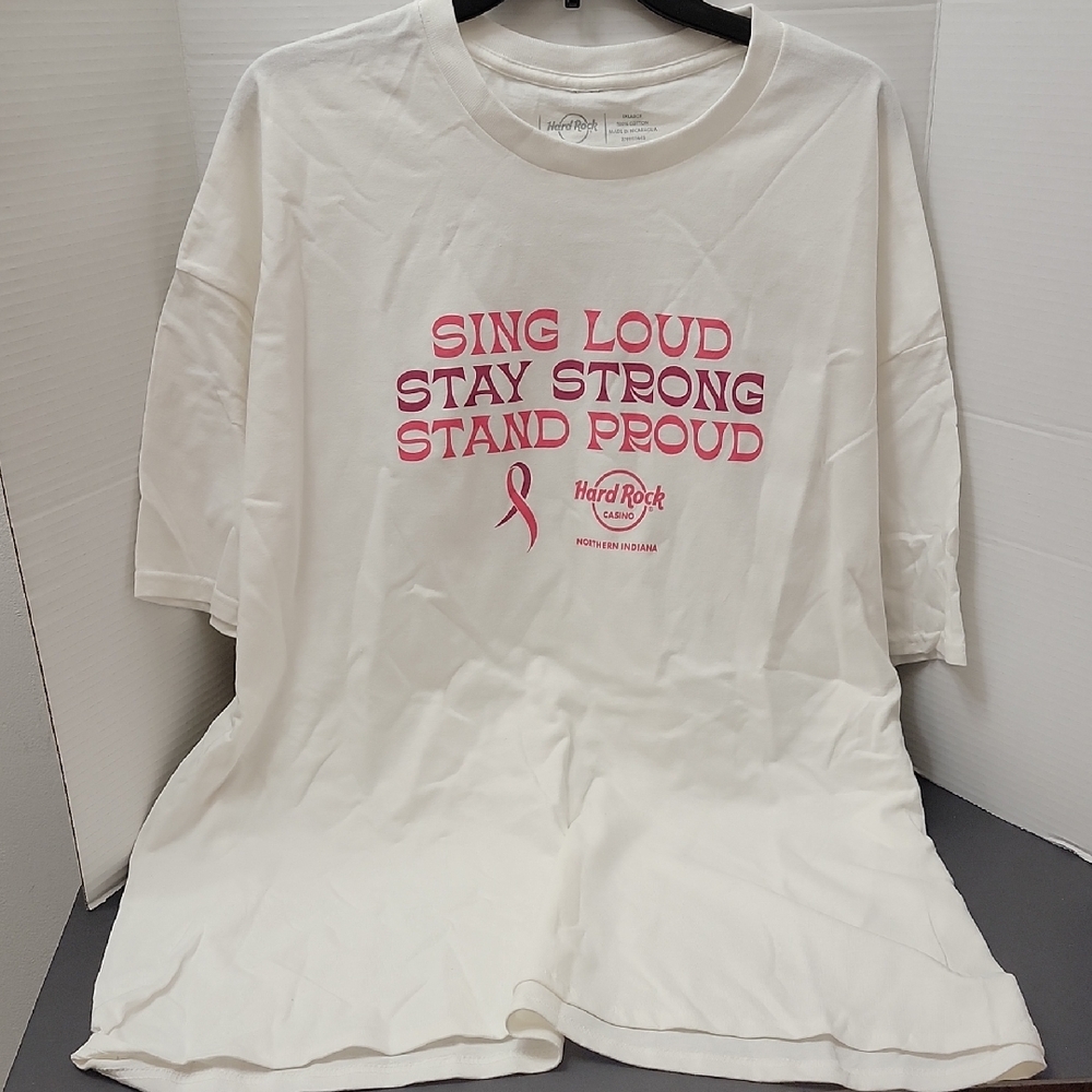 NWOT Hard Rock Cafe White Tee with Pink Text